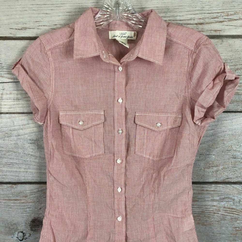 H&M LOGG Red/White Stripe Button Up Shirt
